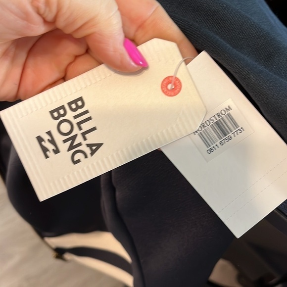 Billabong Track Jacket “Locals Only” Bomber Terry Lined Striped Trim NWT - Picture 9 of 16